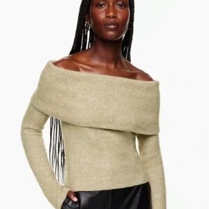 Aritzia Off-Shoulder Sweater in Soft Tan